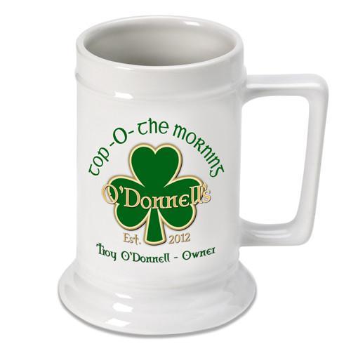 Top O the Morning Personalized Irish Stein-Beer Mug-JDS Marketing-Top Notch Gift Shop