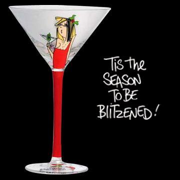 Tis The Season To Be Blitzened Martini Glass-Martini Glass-Tumbleweed Pottery-Top Notch Gift Shop