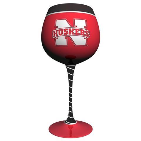 University of Nebraska Artisan Hand Painted Wine Glass-Wine Glass-Boelter Brands-Top Notch Gift Shop