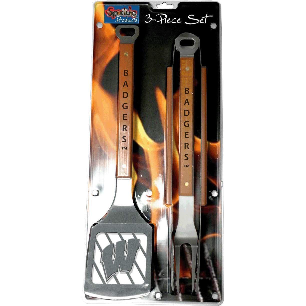 University of Wisconsn 3 Piece Sportula® BBQ Tool Set-Barbeque Tool-Sportula-Top Notch Gift Shop