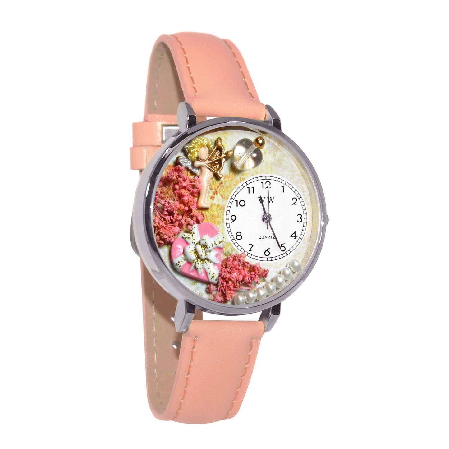 Valentine's Day Watch (Pink) in Silver (Large)-Watch-Whimsical Gifts-Top Notch Gift Shop