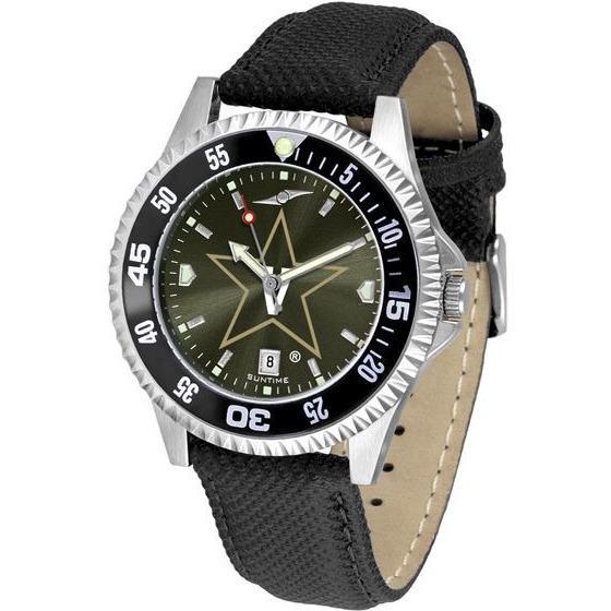Vanderbilt Commodores Mens Competitor Ano Poly/Leather Band Watch w/ Colored Bezel-Watch-Suntime-Top Notch Gift Shop