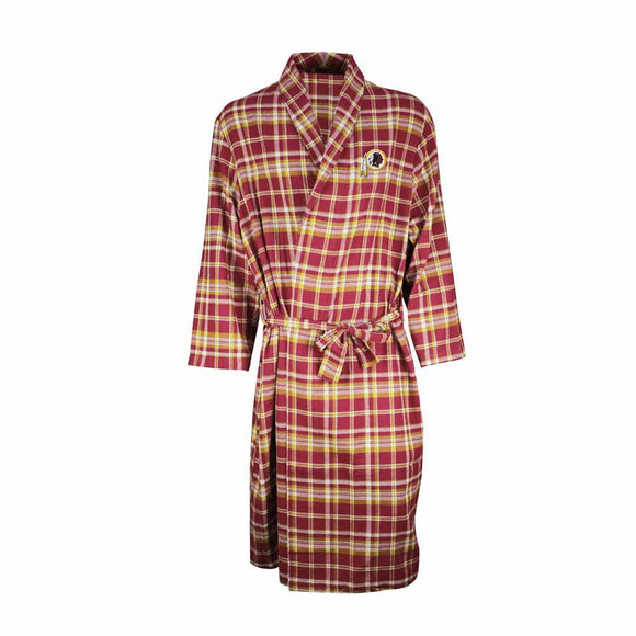 Washington Redskins Mens Burgundy/Gold Plaid Flannel Bathrobe-Bathrobe-Concepts Sport-Top Notch Gift Shop