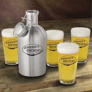 Weizen Personalized Stainless Steel Beer Growler with Pint Glass Set-Growler-JDS Marketing-Top Notch Gift Shop