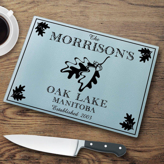 White Oak Personalized Glass Cutting Board-Cutting Board-JDS Marketing-Top Notch Gift Shop