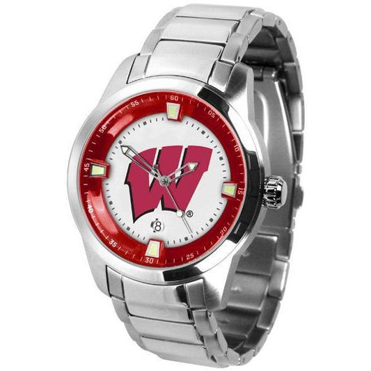 Wisconsin Badgers Men's Titan Stainless Steel Band Watch-Watch-Suntime-Top Notch Gift Shop