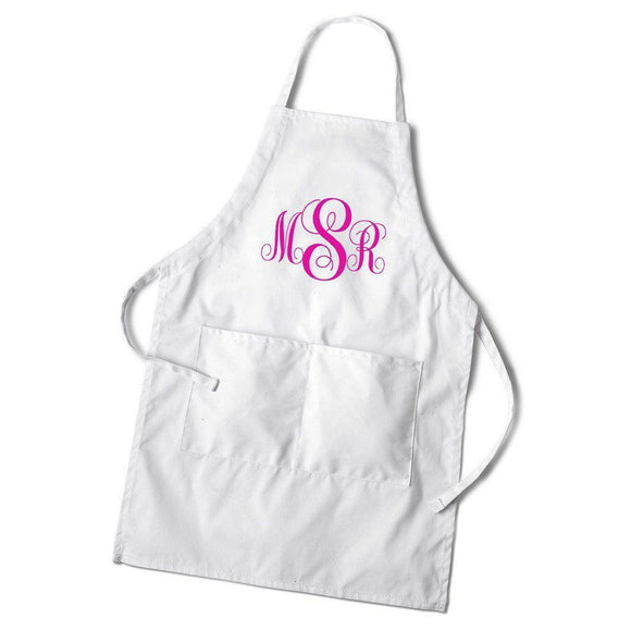 Women's Monogrammed White Apron-Apron-JDS Marketing-Top Notch Gift Shop