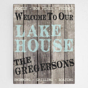 Wood Lake House Canvas Sign-Canvas Signs-JDS Marketing-Top Notch Gift Shop