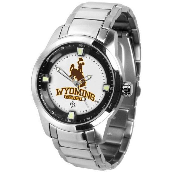 Wyoming Cowboys Men's Titan Stainless Steel Band Watch-Watch-Suntime-Top Notch Gift Shop