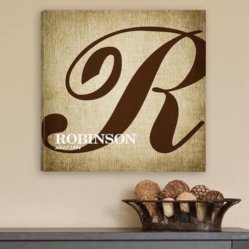 Family InitialPersonalized Canvas Print (14" x 14")-Canvas Signs-JDS Marketing-Top Notch Gift Shop