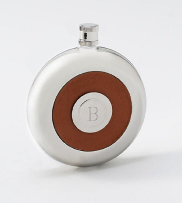 Oxford Round Leather Personalized Flask with Shot-Flask-JDS Marketing-Top Notch Gift Shop