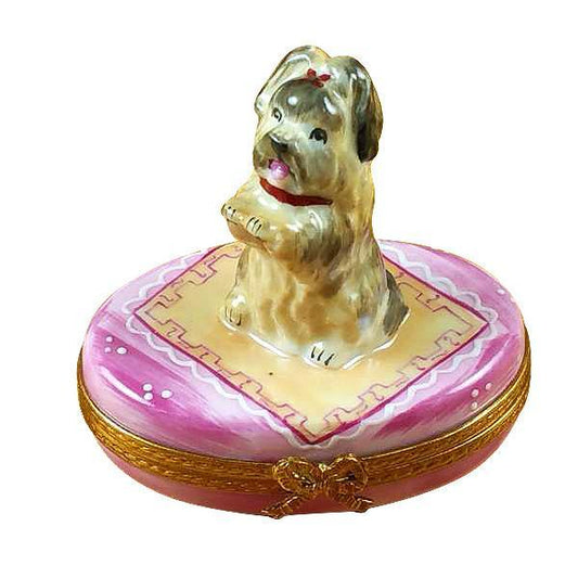 Yorkie On Pink Base Limoges Box by Rochard™-Limoges Box-Rochard-Top Notch Gift Shop